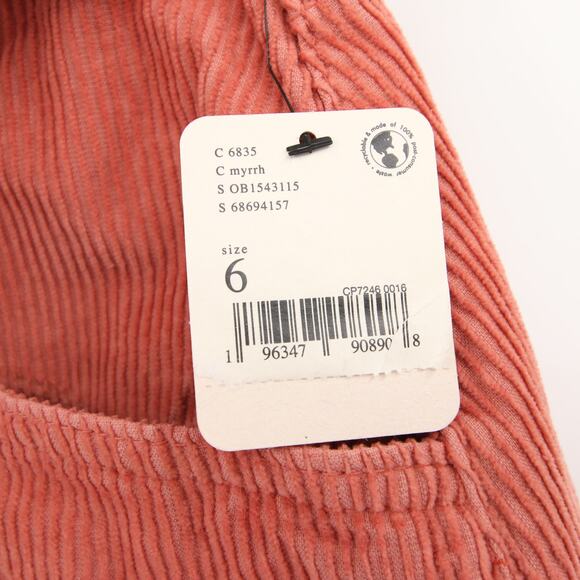 Free People Skirt Burnt Orange Corduroy Ray Cord Mini Button Front High Rise 6 - Picture 9 of 12